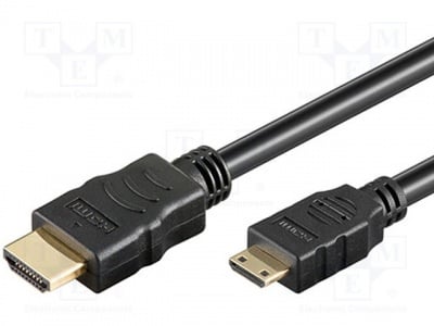 Кабел HDMI-HDMI MC.1910.1112.020BK Кабел; HDMI 1.4; HDMI mini щепсел, HDMI щепсел; 2m; черен